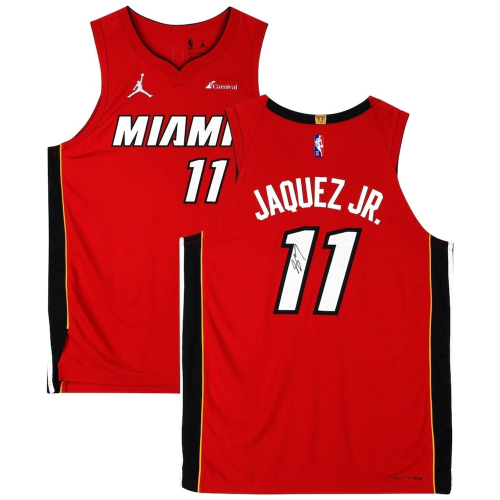 Fanatics Autographed Jaime Jacquez Jr. Miami Heat Red Statement Jordan Jersey
